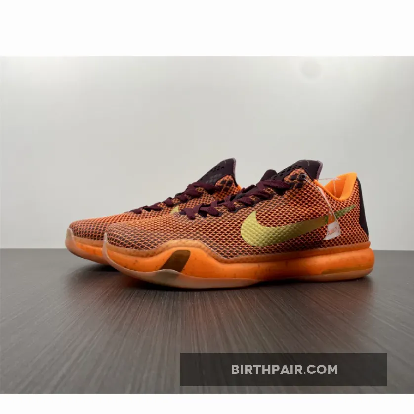 Kobe 10 Silk Road Nike Kobe 10 'Silk' Merlot/Metallic Gold-Villain Red-Total Orange