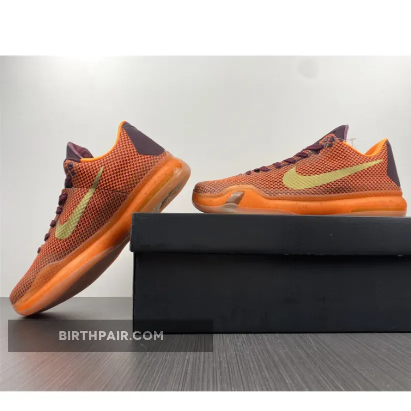 Kobe 10 Silk Road Nike Kobe 10 'Silk' Merlot/Metallic Gold-Villain Red-Total Orange