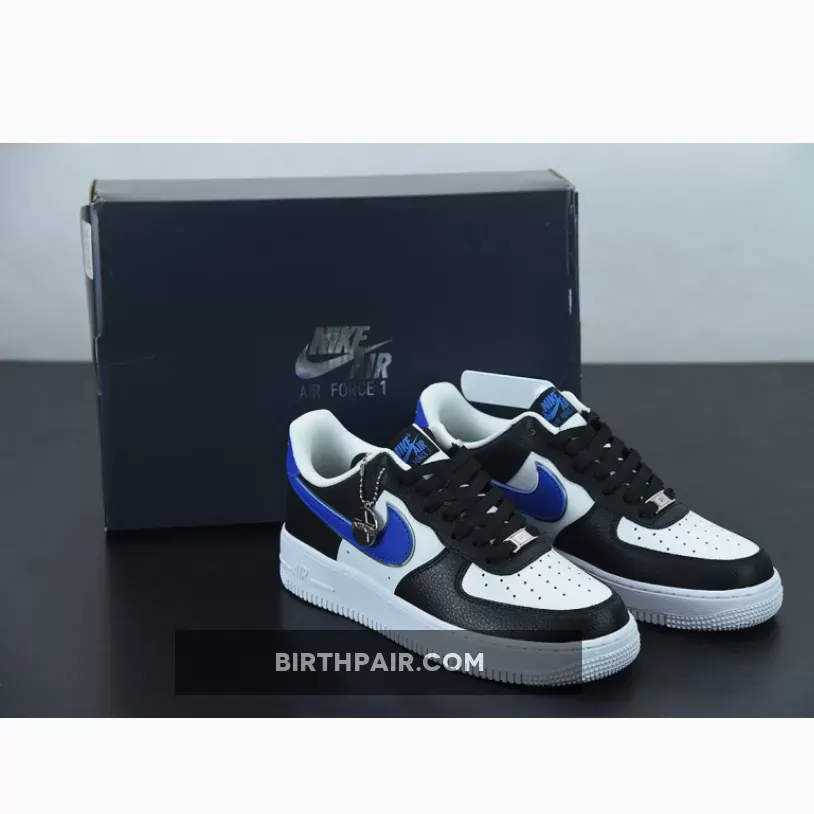 Nike Air Force 1 Low Black/Game Royal/White/Metallic Silver DD9784-001 / blue black and white air force 1