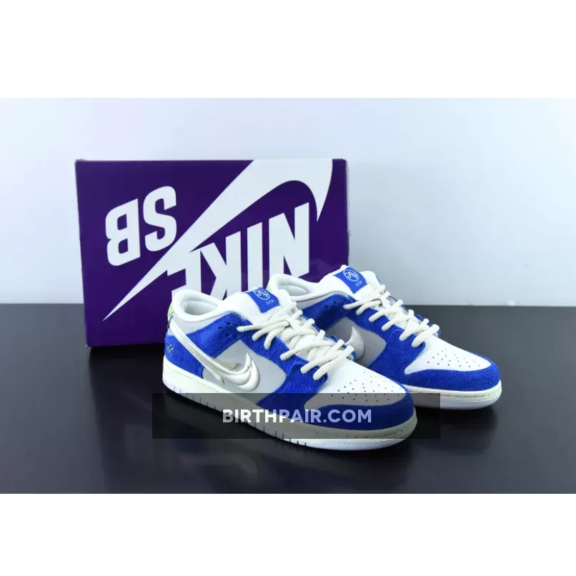 Fly Streetwear x Nike SB Dunk Low Game Royal/Sail-Grey Fog where to buy sb dunks