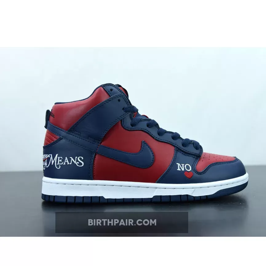 Supreme Nike Dunk High #Supreme x Nike SB Dunk High 'By Any Means' Navy/Red-White