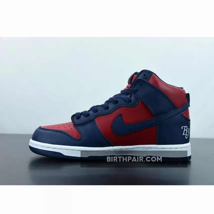 Supreme Nike Dunk High #Supreme x Nike SB Dunk High 'By Any Means' Navy/Red-White