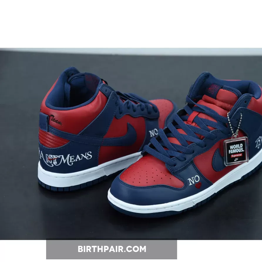 Supreme Nike Dunk High #Supreme x Nike SB Dunk High 'By Any Means' Navy/Red-White