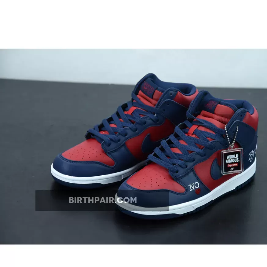 Supreme Nike Dunk High #Supreme x Nike SB Dunk High 'By Any Means' Navy/Red-White