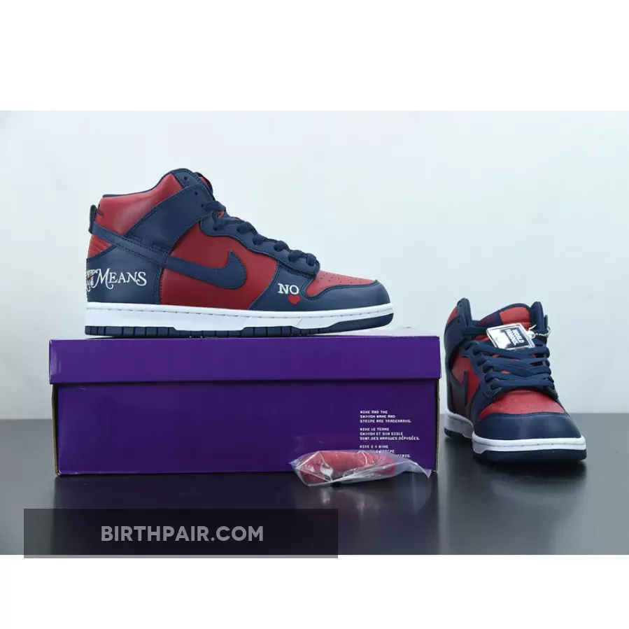Supreme Nike Dunk High #Supreme x Nike SB Dunk High 'By Any Means' Navy/Red-White