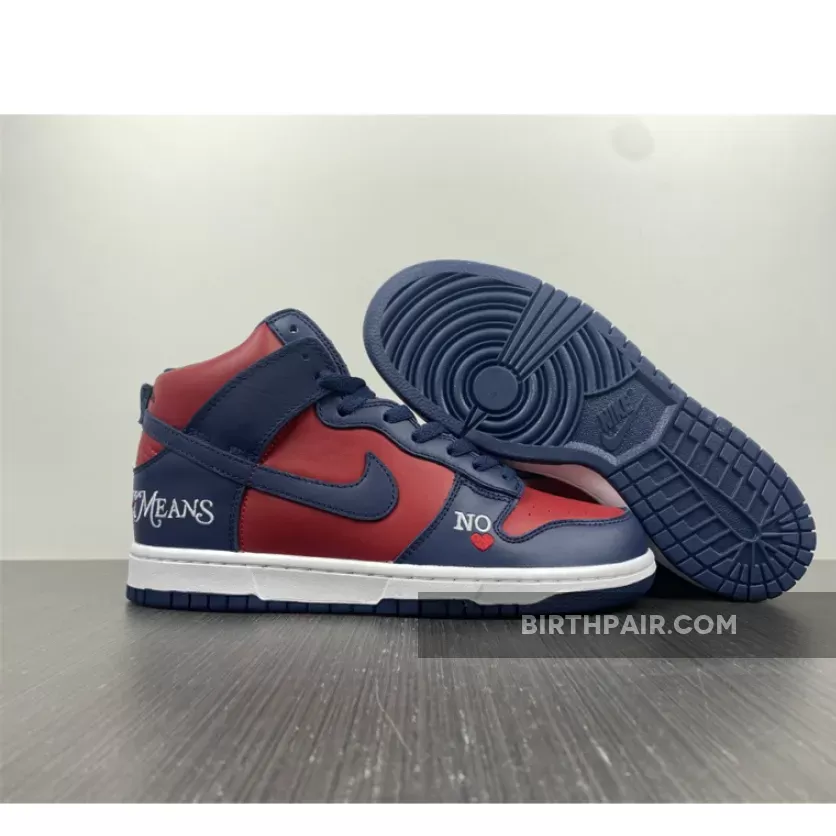 Supreme Nike Dunk High #Supreme x Nike SB Dunk High 'By Any Means' Navy/Red-White