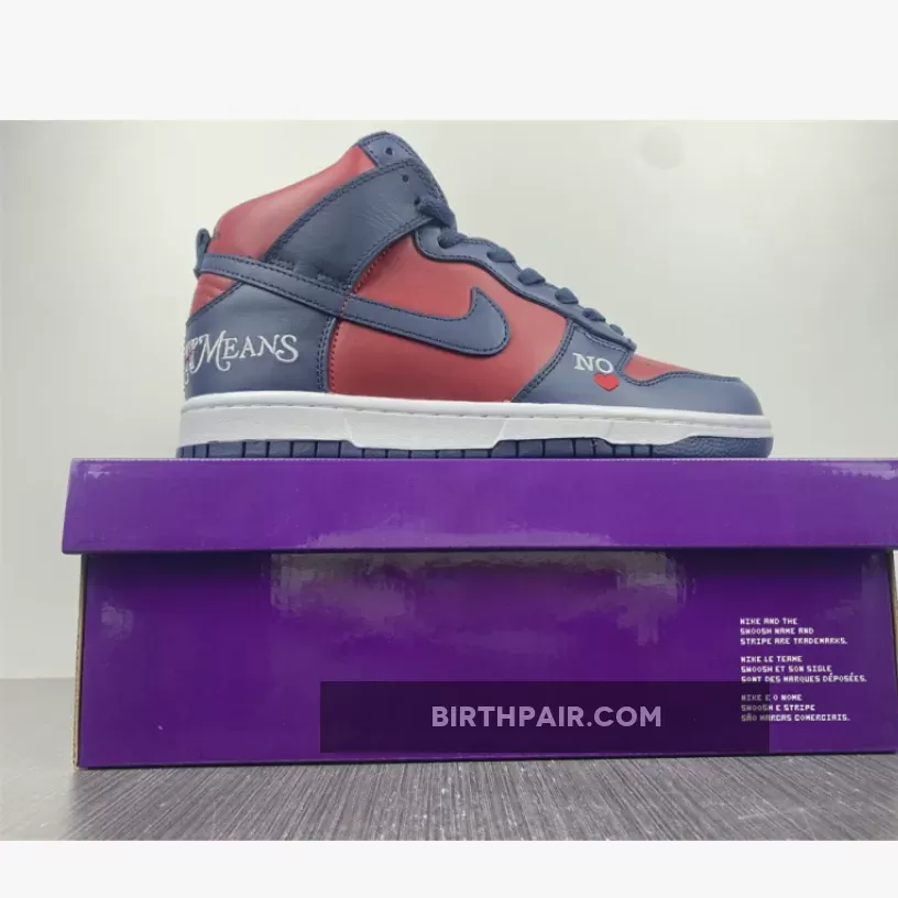 Supreme Nike Dunk High #Supreme x Nike SB Dunk High 'By Any Means' Navy/Red-White