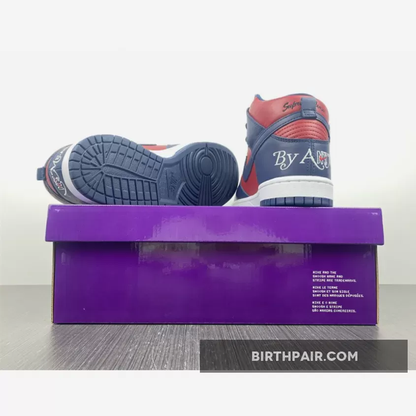 Supreme Nike Dunk High #Supreme x Nike SB Dunk High 'By Any Means' Navy/Red-White