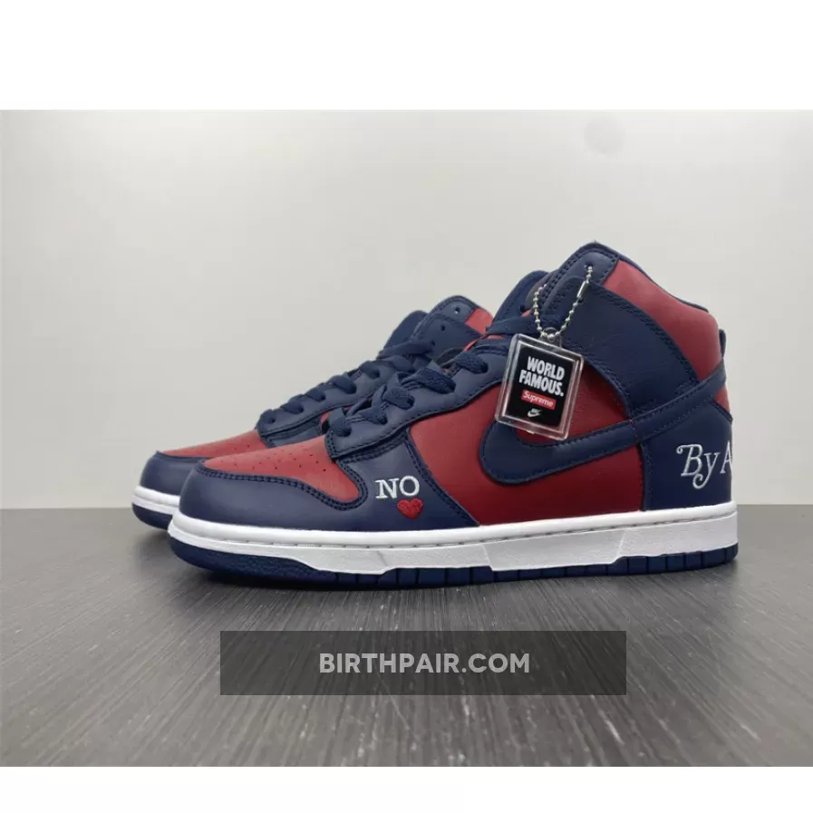Supreme Nike Dunk High #Supreme x Nike SB Dunk High 'By Any Means' Navy/Red-White
