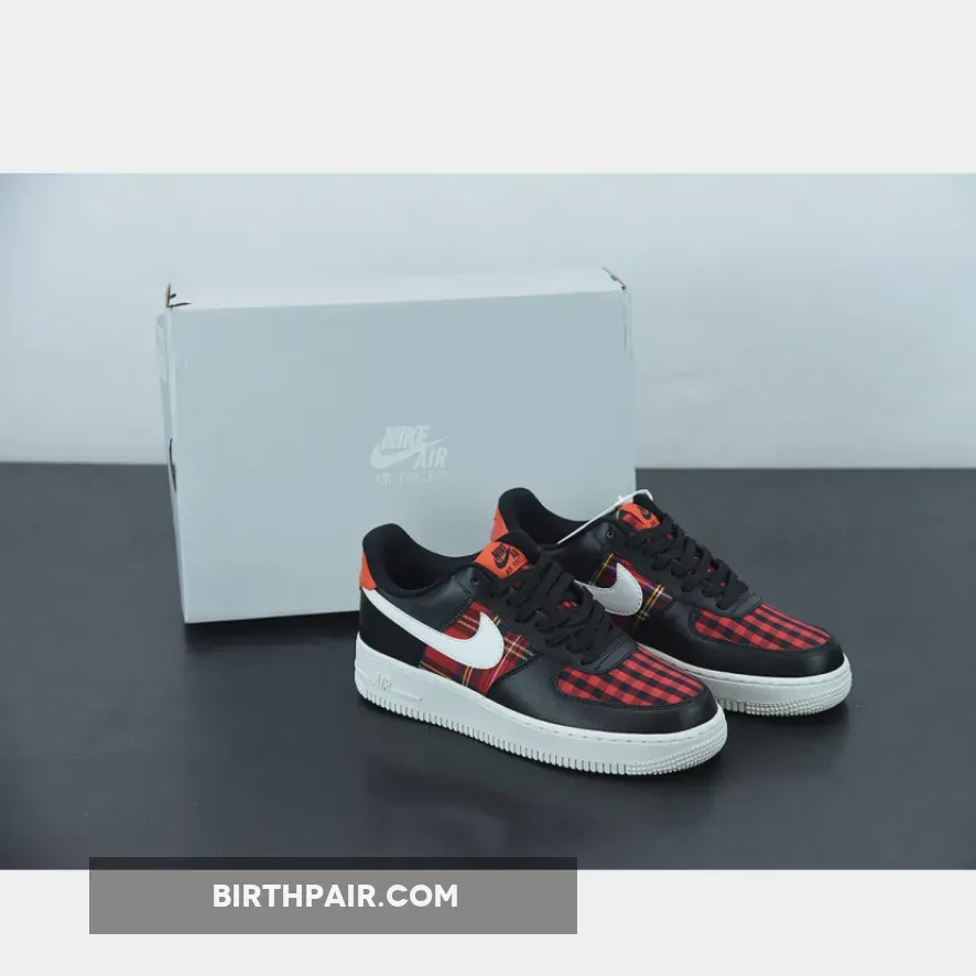Nike Air Force 1 Low 'Flannel' Black/Summit White-Habanero Red / Jordan 1 With Flannel