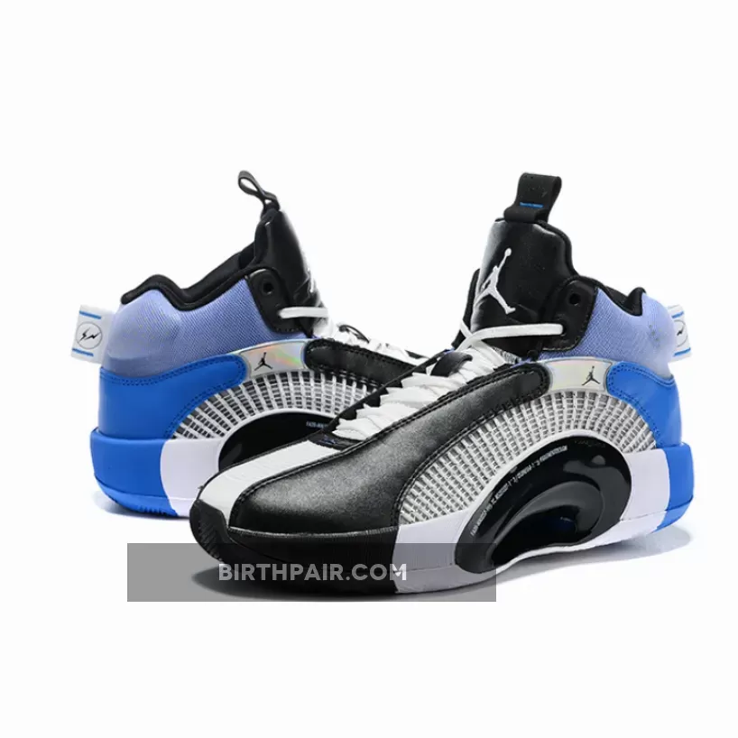 Fragment x Air Jordan 35 White/Black-Sport Blue #jordan 35 fragments