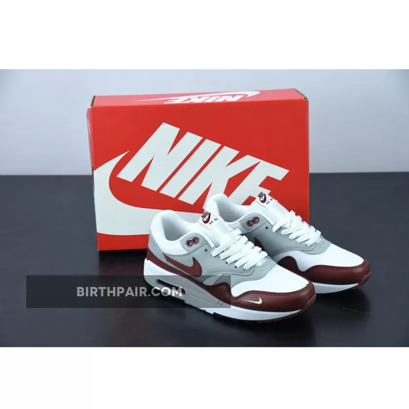 Air Force 1 Brown Leather / Nike Air Max 1 White/Mystic Dates-Wolf Grey-Black