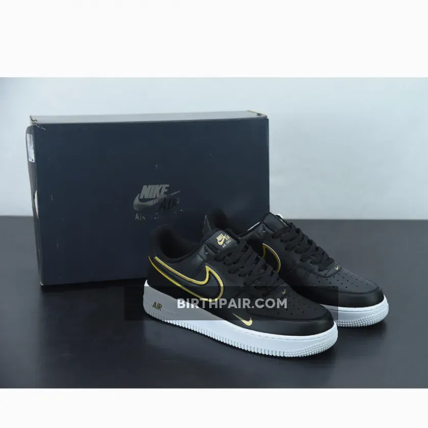 Nike Air Force 1 Black And Gold / Nike Air Force 1 Low Black Gold with Double Swoosh