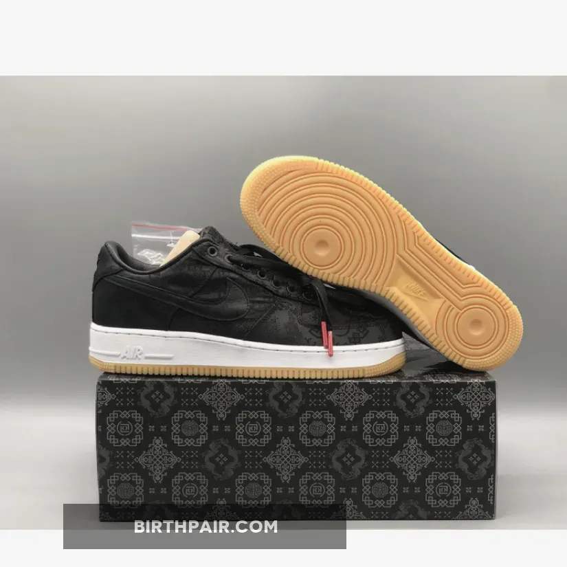1 Black Nike Fragment Design X Clot X Air Force 1 'Black Silk' University Red/White