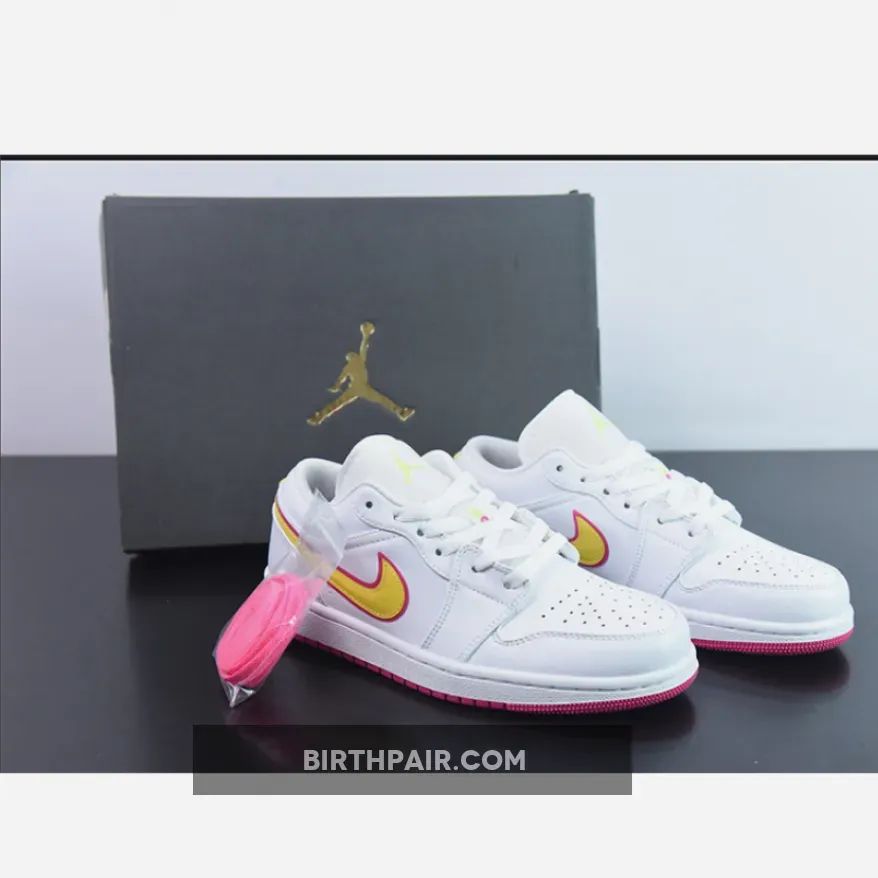 Air Jordan 1 Low GS White Yellow Pink CV4610-100 / jordan 1 yellow pink