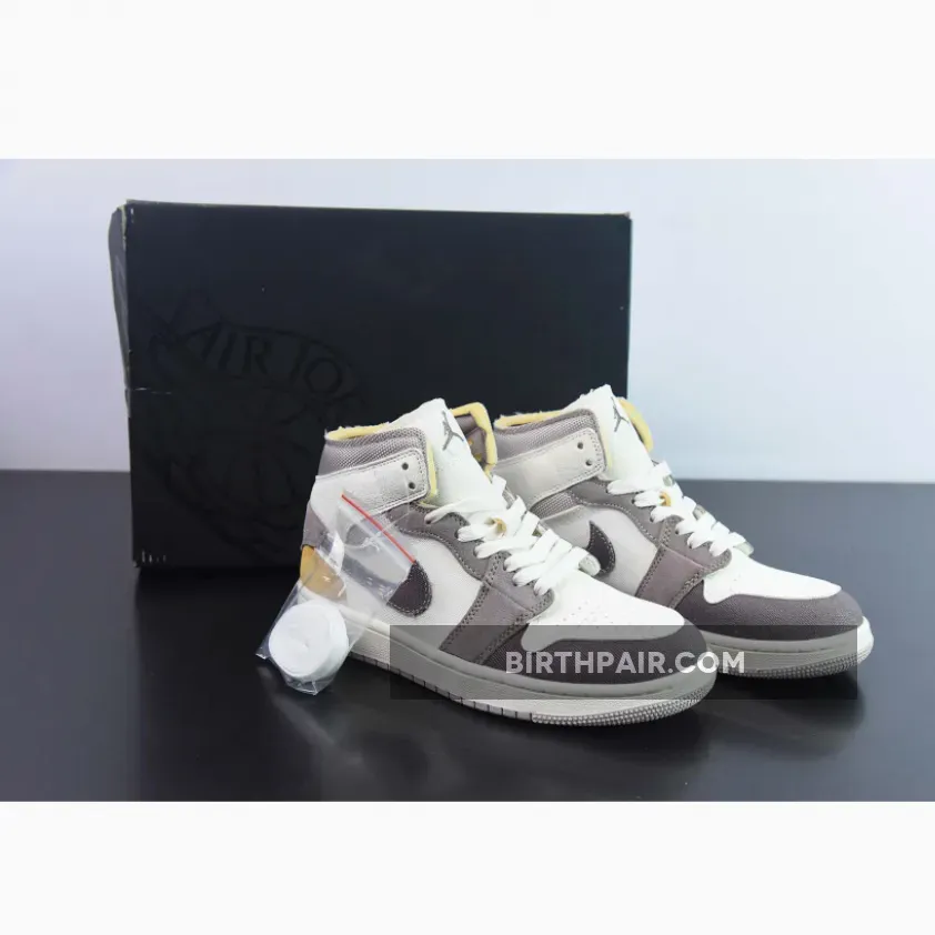 Air Jordan 1 Mid Sail/Taupe Haze/Fossil Stone DM9652-102 - goat taupe haze