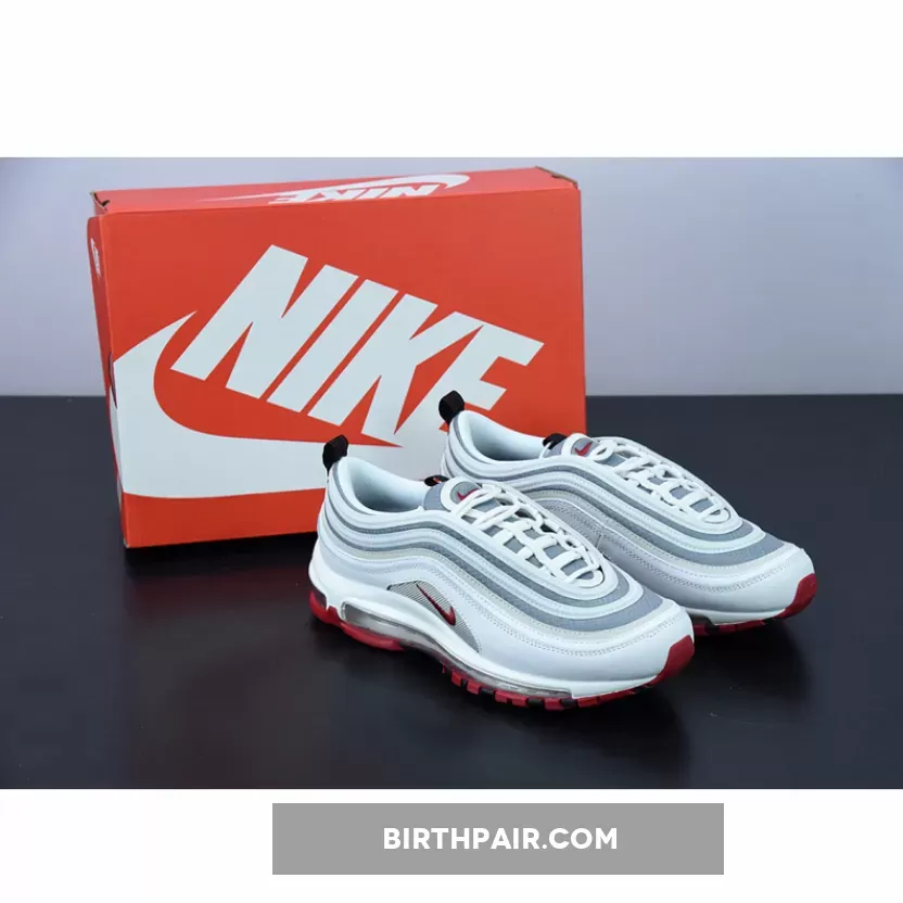 Nike Air Max 97 White Bullet White/Grey-Red red airmax 97