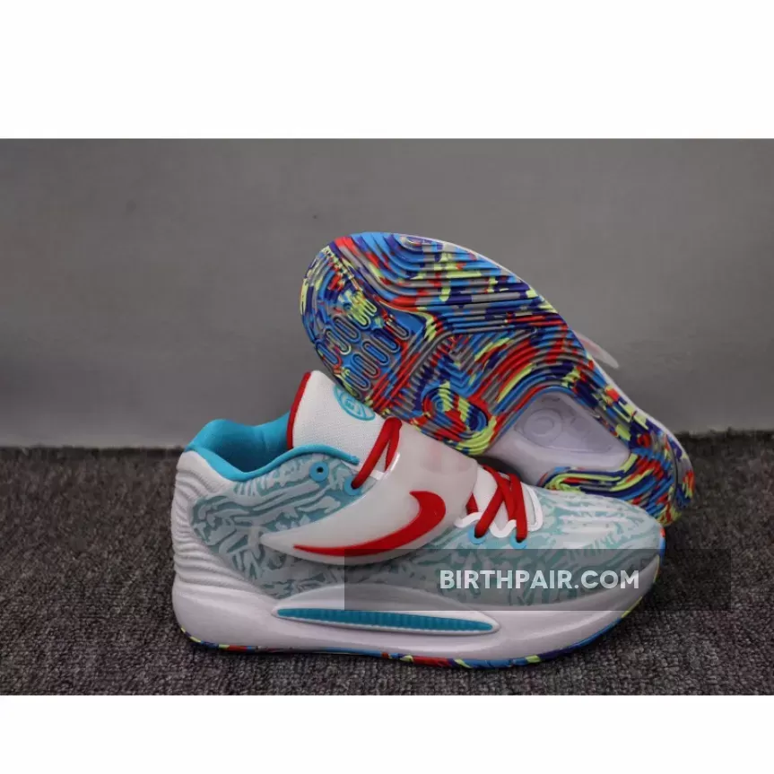 Nike KD 14 White Grey Red #kd 14 grey