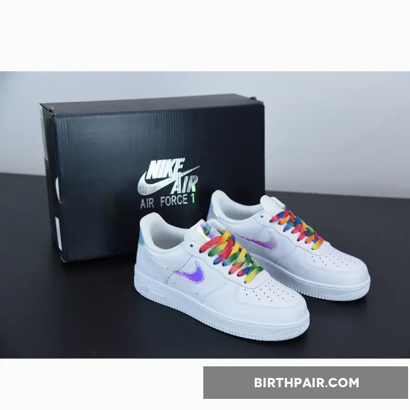 Nike Air Force 1 Low 'Pixel Swoosh' White/Multi-Color/Black Iridescent Mens Shoes