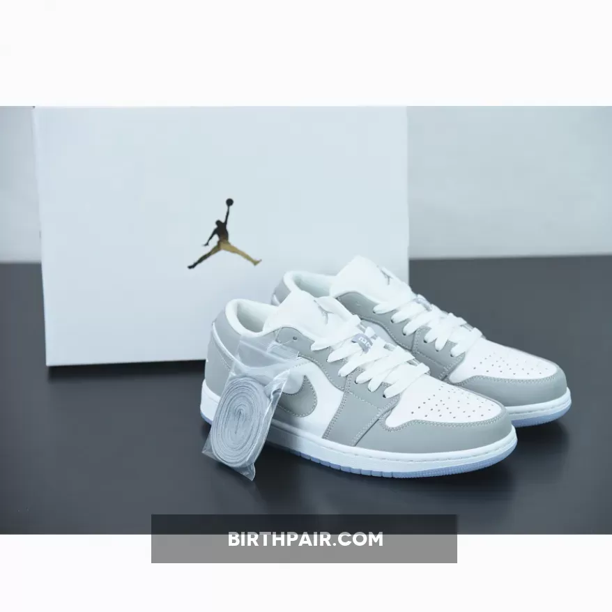 Air Jordan 1 Low Wolf Grey With Icy Soles DC0774-105 / Grey White And Black Jordan 1