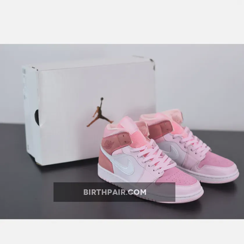 Air Jordan 1 Mid GS Digital Pink/White-Pink Foam-Sail CW5379-600 aj 1 digital pink