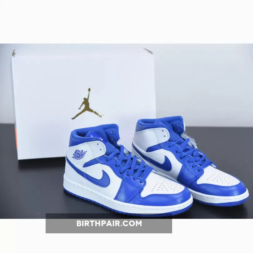 Air Jordan 1 Mid White/Hyper Royal 554724-114 / black white hyper royal jordan 1
