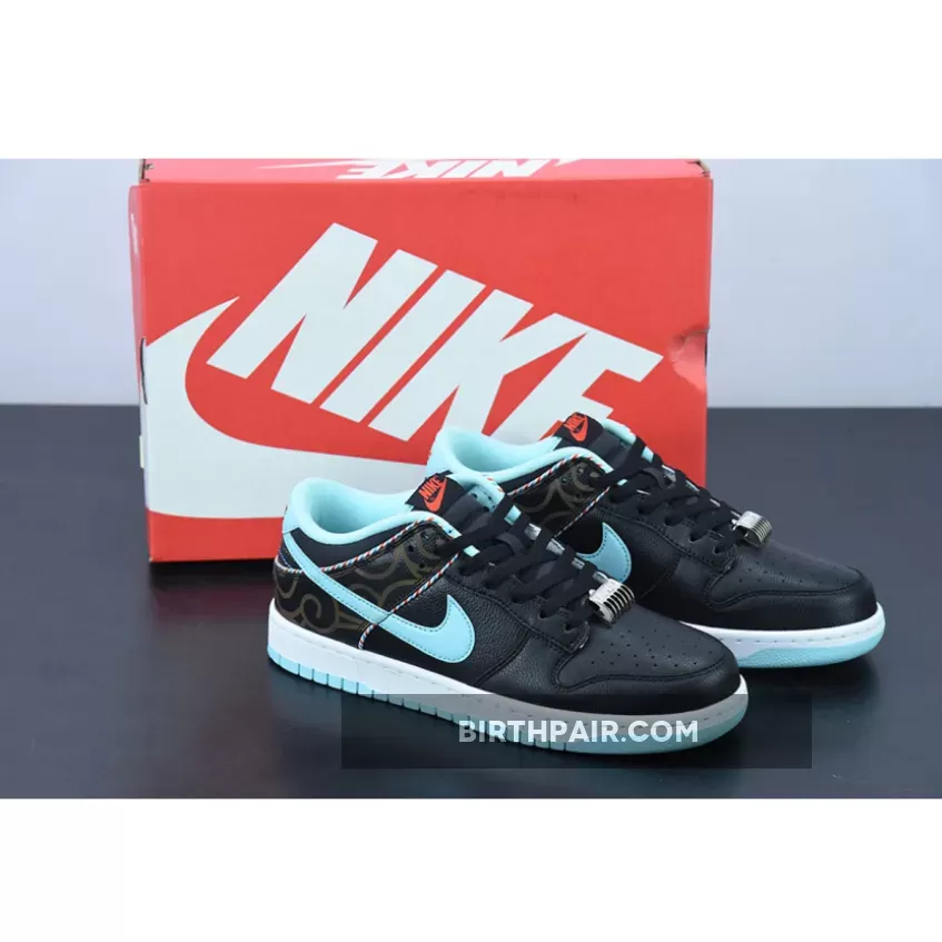 Dark Rose Barber / Nike Dunk Low 'Barber Shop' Black/Blue-Red DH7614-001