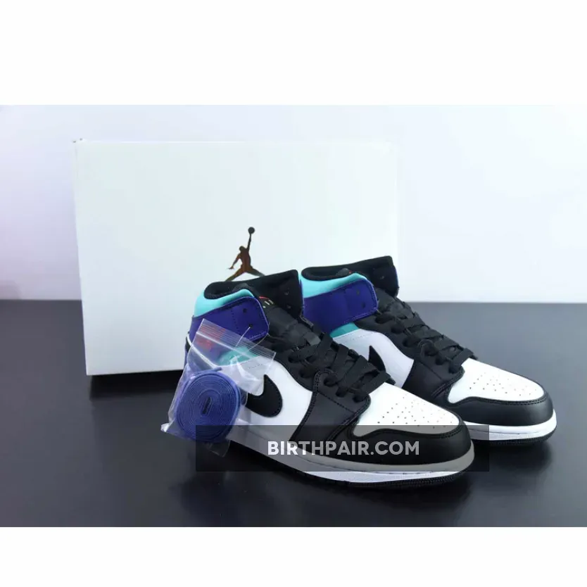 Teal Football Socks Air Jordan 1 Mid White/Court Purple-Tropical Twist-Black