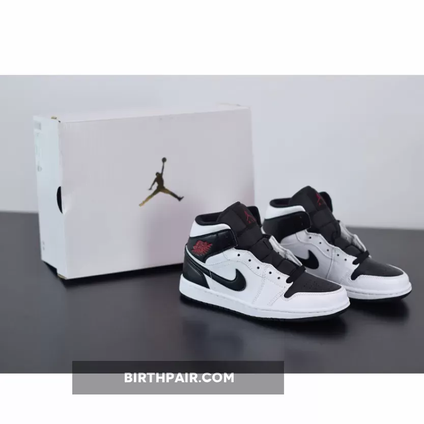 Air Jordan 1 Mid 'Reverse Black Toe' White Black Red - air jordan 1 mid chicago bulls