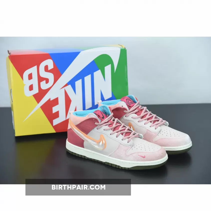 Social Status x Nike Dunk Mid 'Strawberry Milk' Pink/Coconut Milk-Pink Glaze Social Sneakers