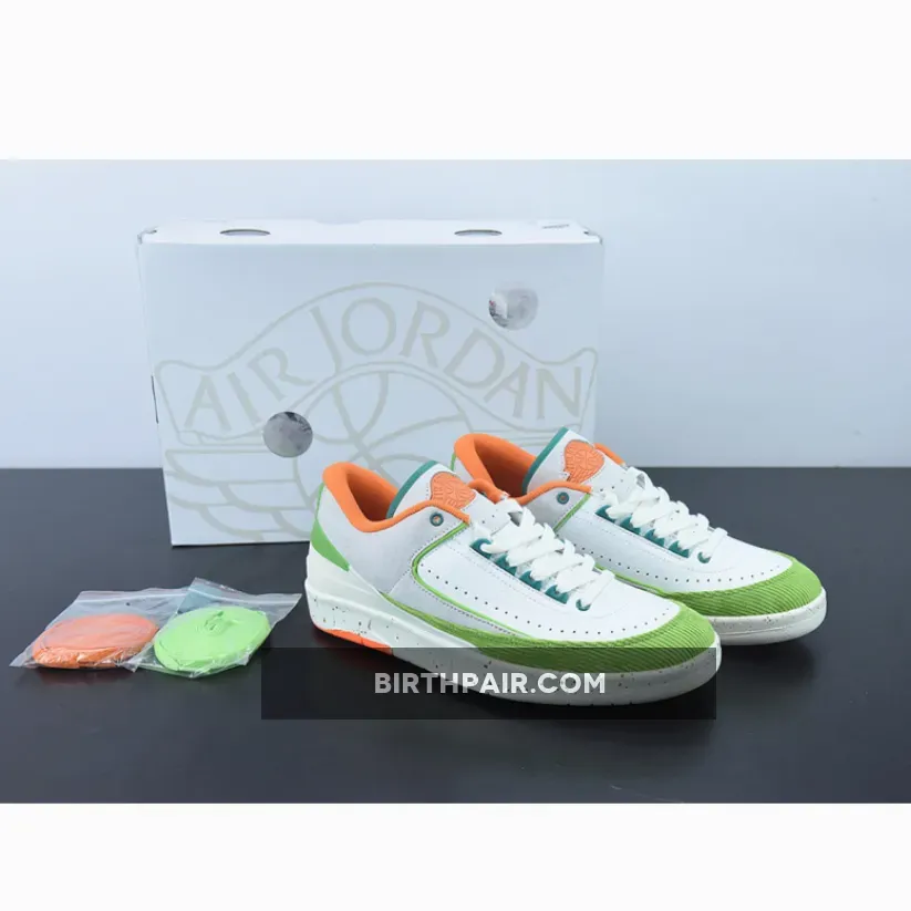 Titan x Air Jordan 2 Low Sail/Safety Orange-Chlorophyll-Coconut Milk / jordan 2 orange and sail