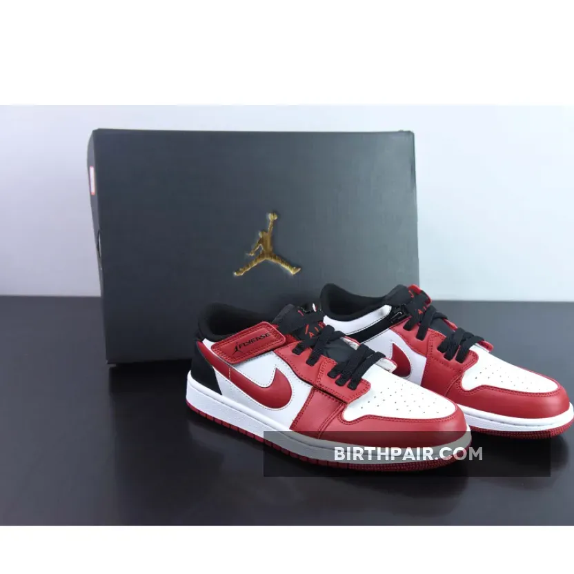 Black Gym Red White Air Jordan 1 Low Flyease Red Black For Womens