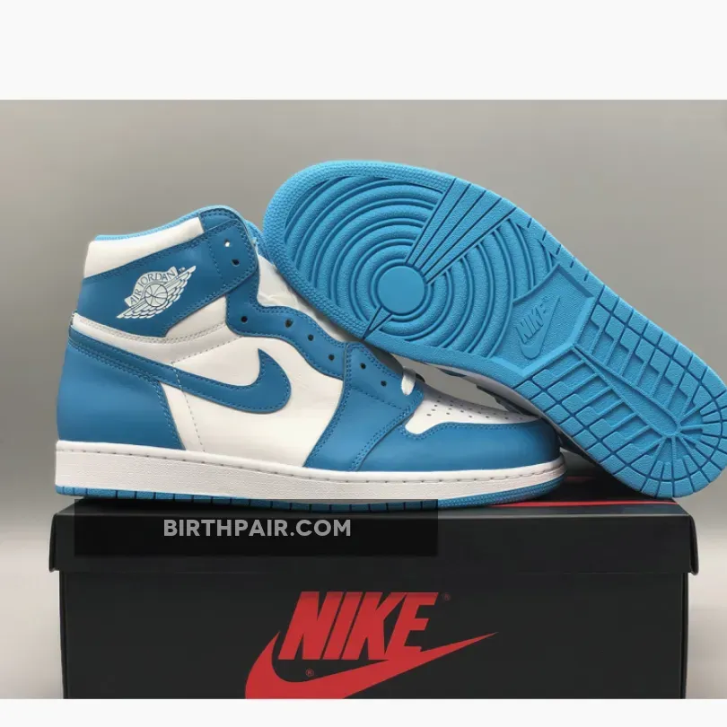 Air Jordan 1 Retro Unc WHITE/DK POWDER BLUE AJ1 #unc1s