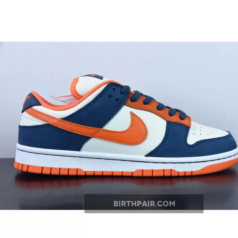 Nike SB Dunk Low Broncos White/Orange Blaze-Midnight Navy Orange Blaze Dunks