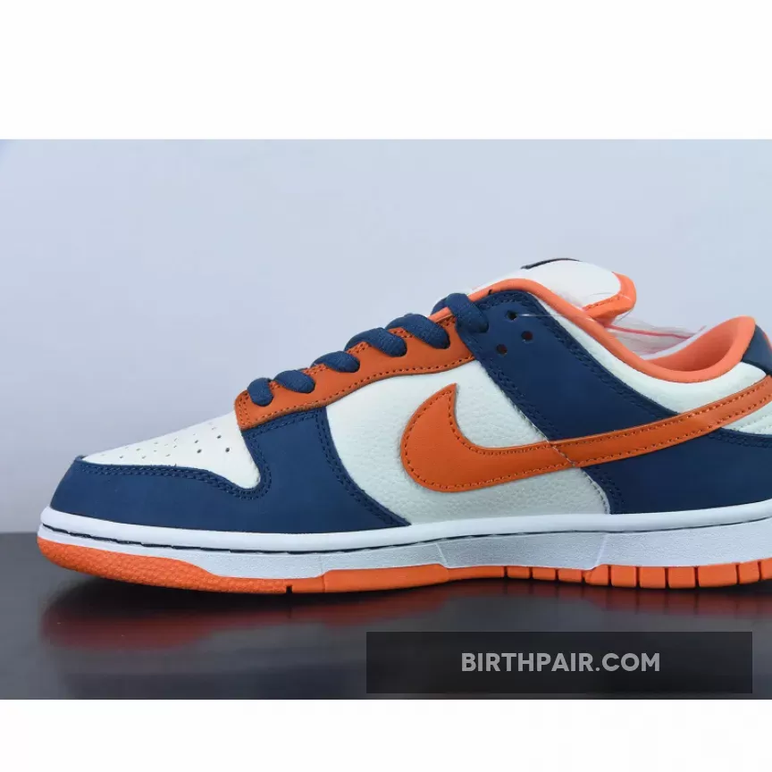 Nike SB Dunk Low Broncos White/Orange Blaze-Midnight Navy Orange Blaze Dunks