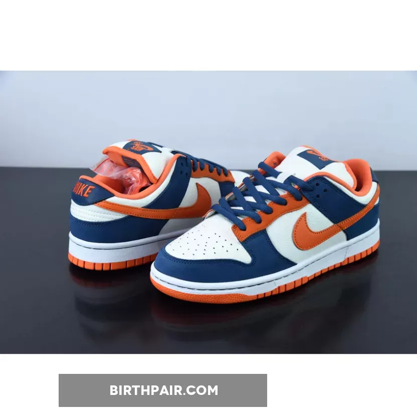 Nike SB Dunk Low Broncos White/Orange Blaze-Midnight Navy Orange Blaze Dunks