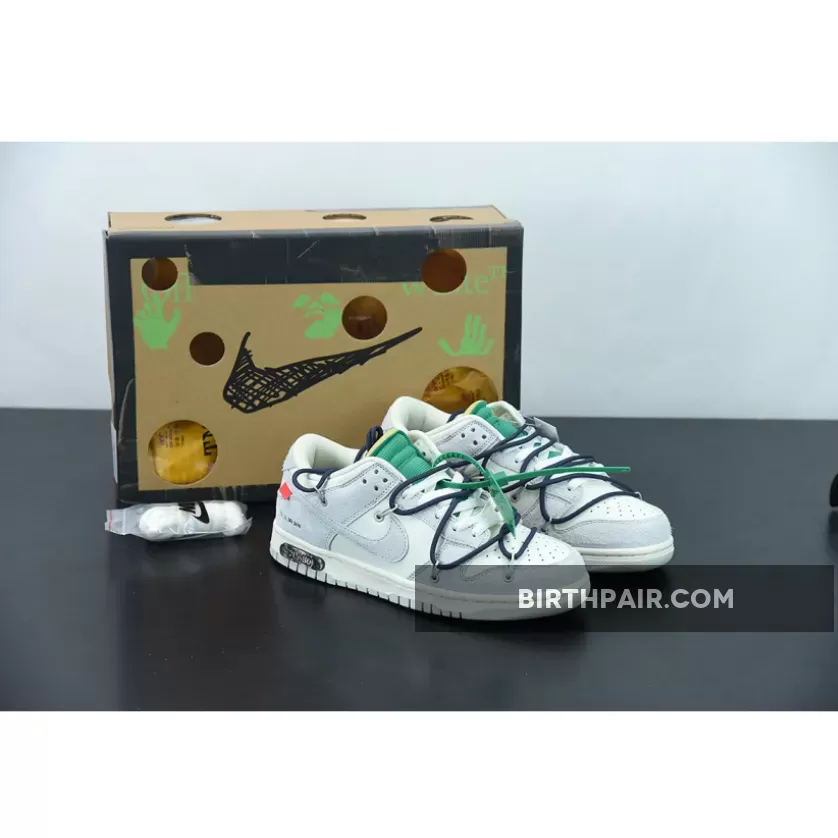 Off-White x Nike Dunk Low '20 of 50' Grey White Green DJ0950-115 / Off White X Dunk Low Lot 20 Of 50