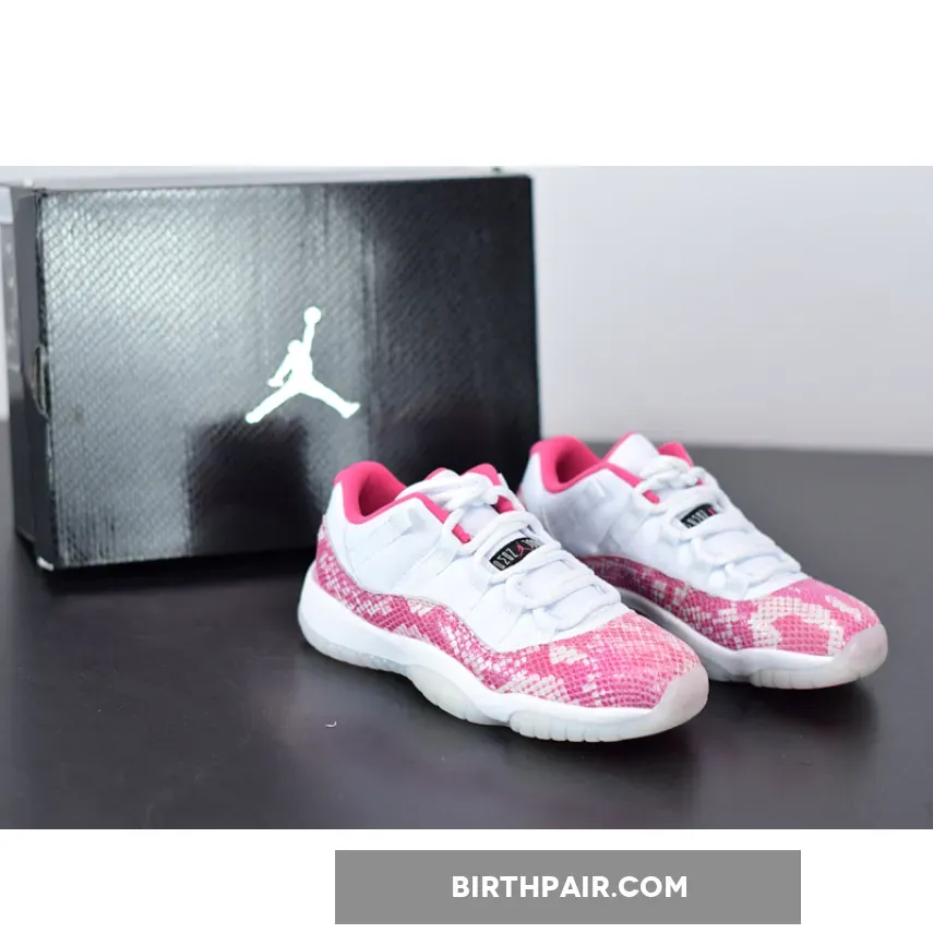 Hot Pink Jordan 11 - Air Jordan 11 Low 'Pink Snakeskin' White/Watermelon-Black AH7860-106