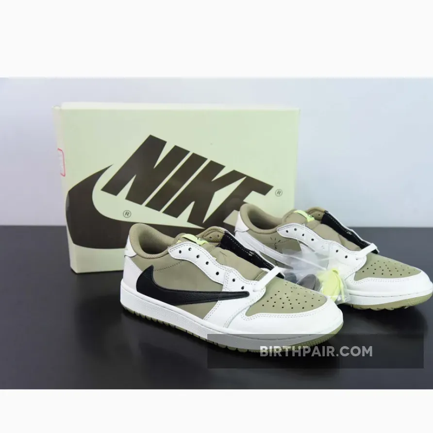 Travis Scott x Air Jordan 1 Low Golf Neutral Olive/Black-Sail