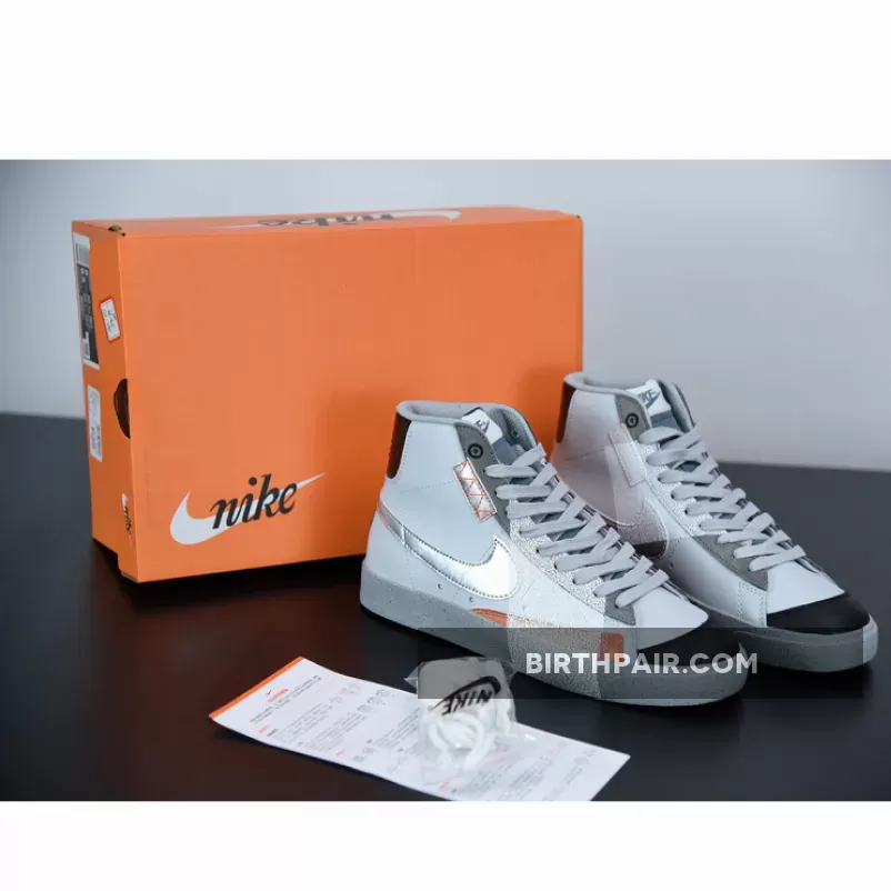 Nike Blazer Mid 77 White Metallic Silver For Womens DC9170-001 nike blazer mid 77 metallic silver