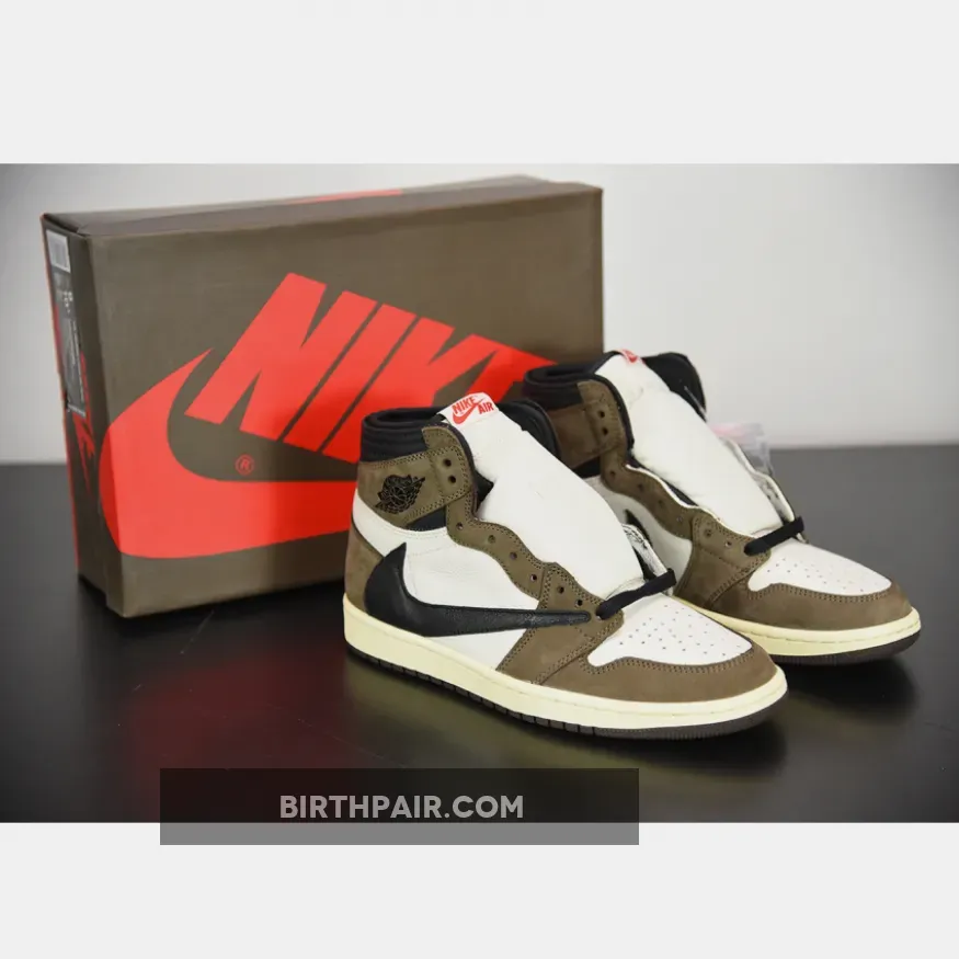 Travis Scott Shoes Air Jordan 1 High OG TS SP 'Travis Scott' Sail/Dark Mocha-University Red Unisex AJ1
