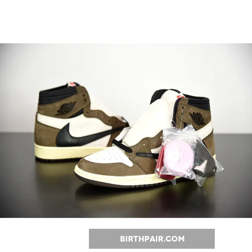 Travis Scott Shoes Air Jordan 1 High OG TS SP 'Travis Scott' Sail/Dark Mocha-University Red Unisex AJ1