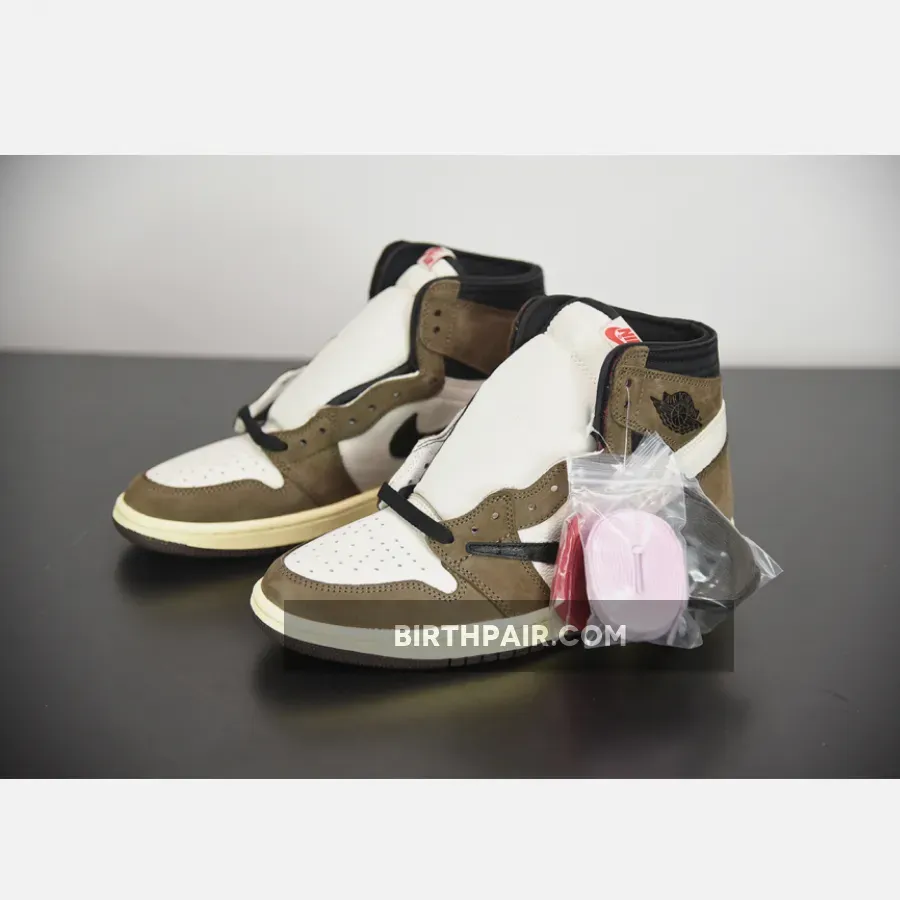 Travis Scott Shoes Air Jordan 1 High OG TS SP 'Travis Scott' Sail/Dark Mocha-University Red Unisex AJ1