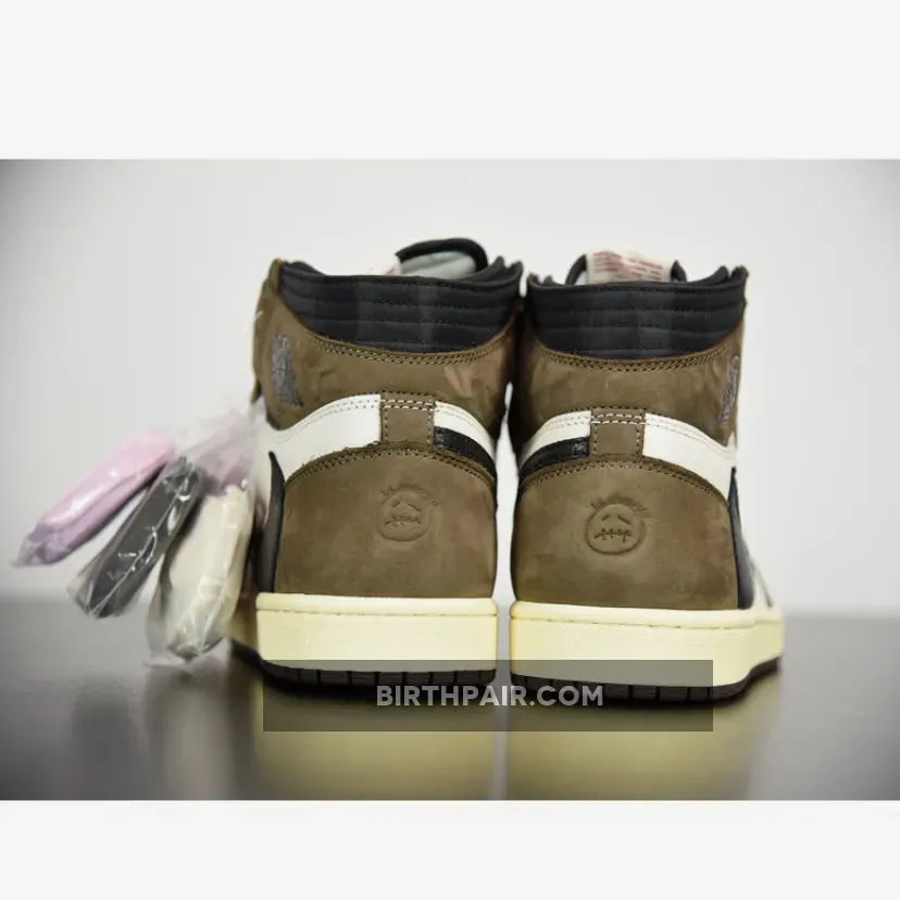 Travis Scott Shoes Air Jordan 1 High OG TS SP 'Travis Scott' Sail/Dark Mocha-University Red Unisex AJ1