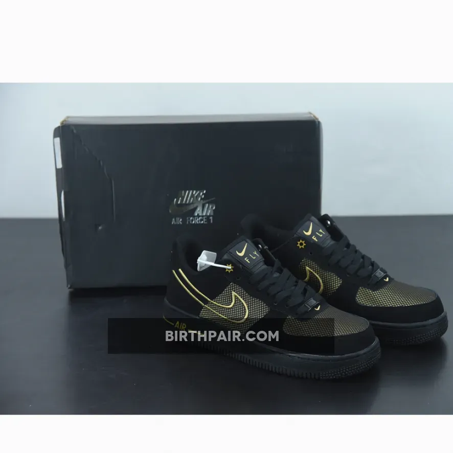 Gold And Black Nike Sneakers Nike Air Force 1 Low 'Legendary' Black/Gum Light Brown/Metallic Gold