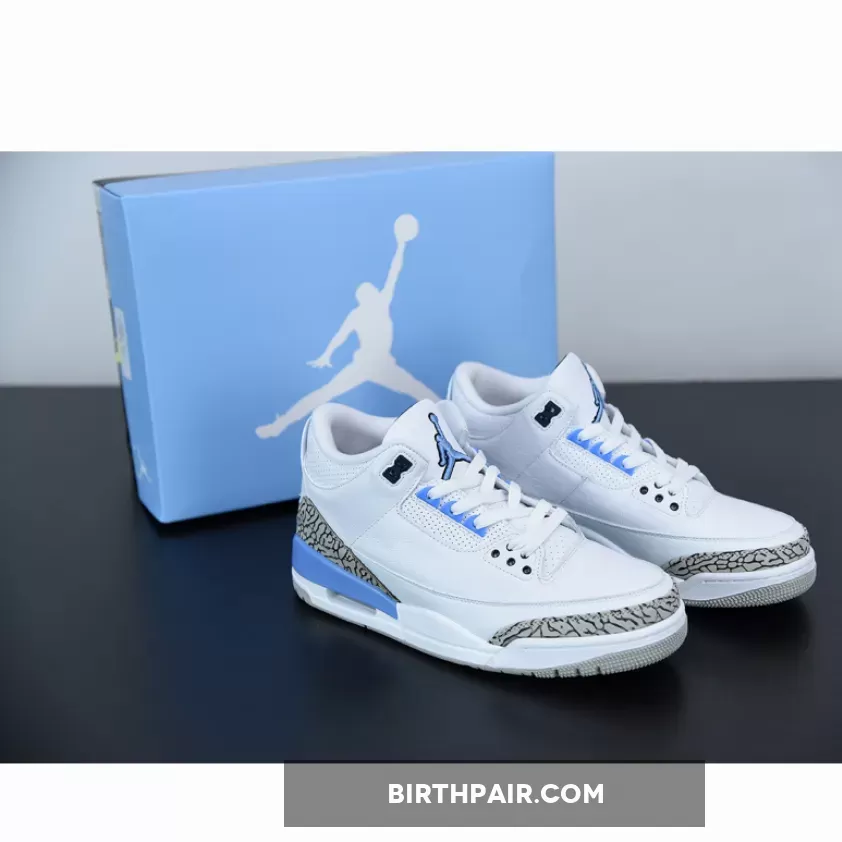 Air Jordan 3 'UNC' White/Valor Blue-Tech Grey What Does Unc Mean In Shoes