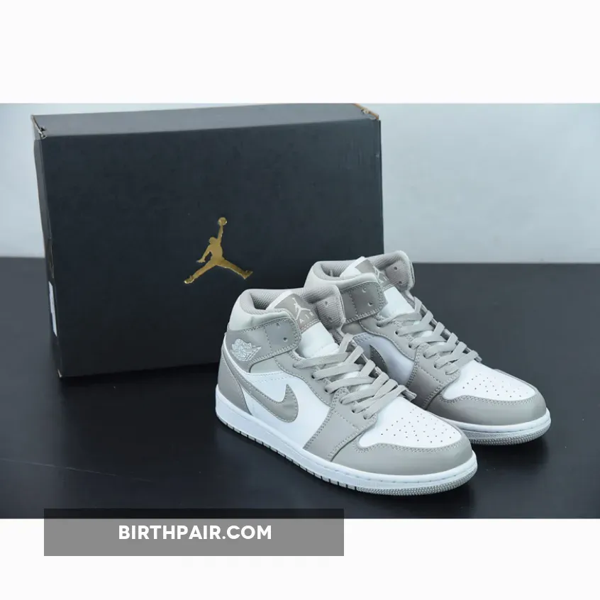 Air Jordan 1 Mid 'Linen' College Grey/Light Bone/White / mid linen