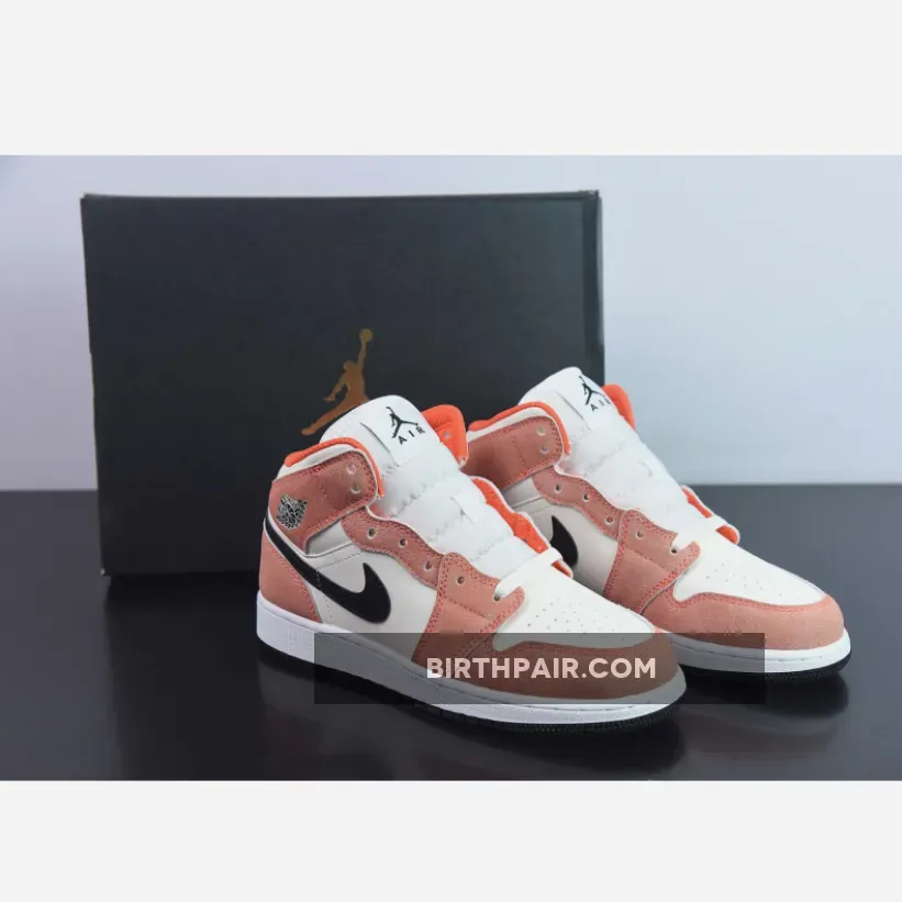 Air Jordan 1 Mid 'Orange Suede' Team Orange/Black-White-Iron Grey DV1336-800 #orange suede boots