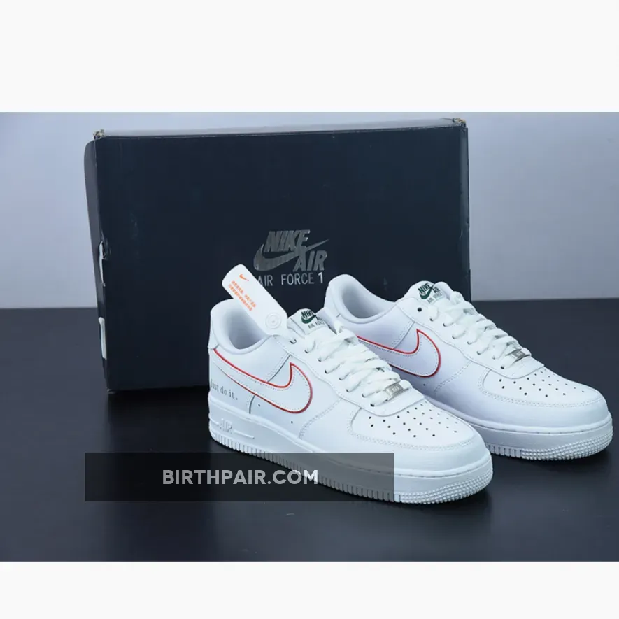 Nike Air Force 1 Low 'Just Do It' White Red / nike air force 1 just do it white