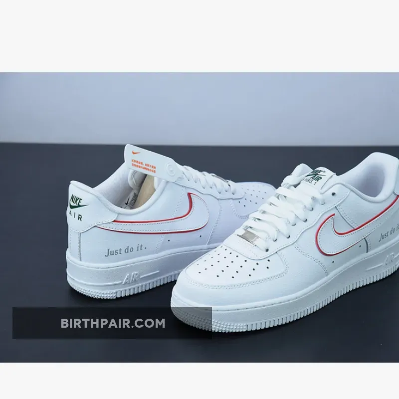 Nike Air Force 1 Low 'Just Do It' White Red / nike air force 1 just do it white